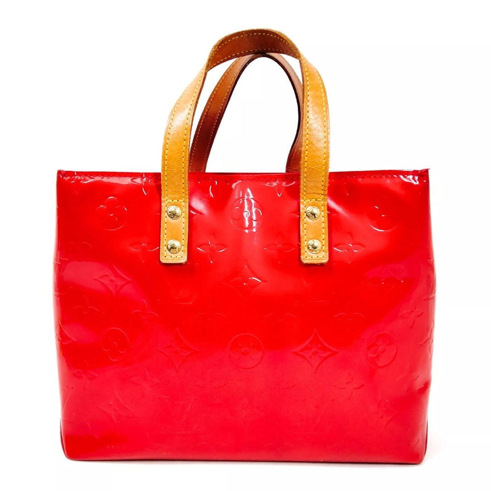 Auth Louis Vuitton Monogram Vernis Lead PM Hand Bag Red